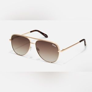 High key quay brown and gold aviator sunglasses